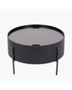 Henderson Black Wood and Black Metal Storage Coffee Table