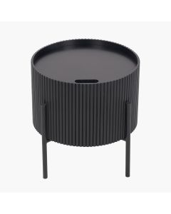 Henderson Black Wood and Black Metal Storage Side Table