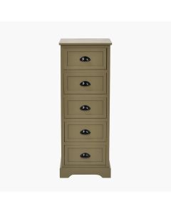 Croft Olive Pine Wood 5 Drawer Unit