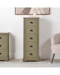 Croft Olive Pine Wood 5 Drawer Unit