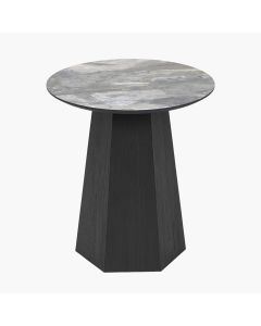 Myana Jade Marble Effect and Dark Brown Oak Veneer Side table