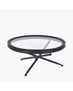 Elwood Clear Glass and Black Fir Wood Effect Coffee Table