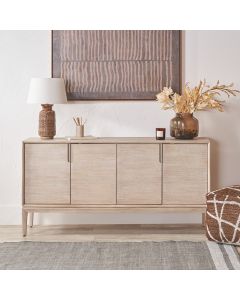 Gio White Sand Acacia Wood 4 Door Sideboard