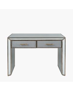 Brindisi Grey Velvet, Antique Metal and Mirror Console Table