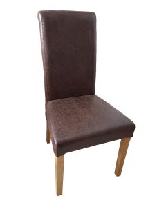 Vestry Dining Chair  (Nevis Faux Leather Fabric,  Natural Oak Leg)