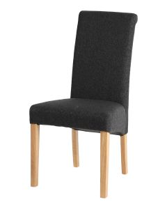 Vestry Dining Chair (Schiehallion Dark Grey Plain Fabric, Natural Oak Leg)