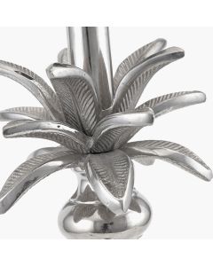 Trafalgar Nickel Metal Palm Tree Table Lamp Base with Henry 35cm Grey Handloom Cylinder Lampshade
