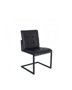 Arlo Steel Grey Leather & Iron Buttoned Chair