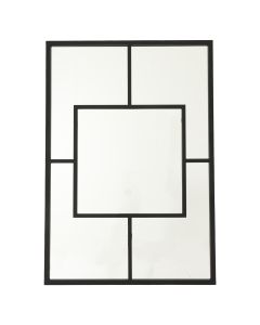 Black Multi Paned Patterned Window Mirror