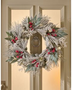Jack Frost 66cm Wreath with 50 Warm White Lights