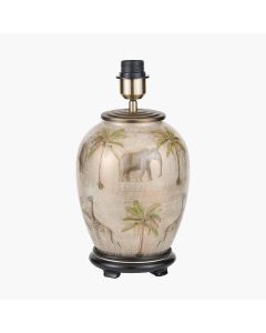 Safari Medium Glass Table Lamp Base with Milos 35cm Natural Linen Tapered Lampshade