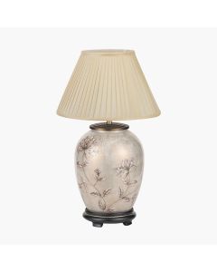 Honeysuckle Medium Glass Table Lamp Base with Bacall 35cm Almond Silk Knife Pleat Empire Lampshade