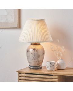 Honeysuckle Medium Glass Table Lamp Base with Bacall 35cm Almond Silk Knife Pleat Empire Lampshade