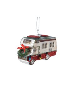 Motorhome Hanging Glass Christmas Decoration