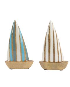 2 x Wooden Boat Ornaments