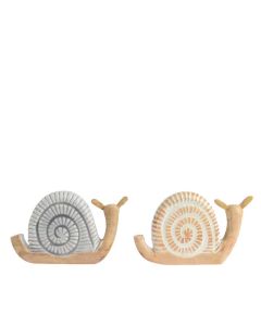 2 x Wooden Snail Ornaments