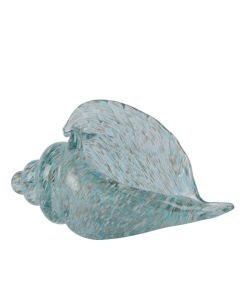 Glass Conch Shell - Blue Gold and White