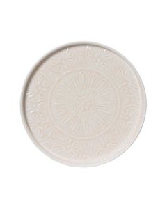 Cream Enamel Coated Metal Serving Tray