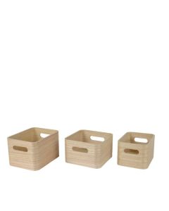 Lownie Set of 3 Wood Storage Boxes