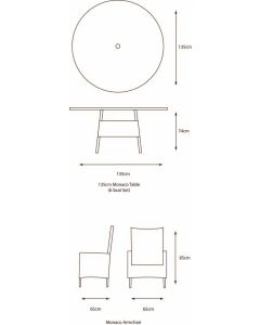 Monaco Sand 6 Seat Dining Set with Weave Lazy Susan and 3.0m Parasol