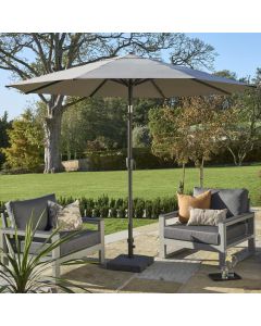 Royce Premium 300cm Round Parasol with LED LIghts. Carbon Canopy. Night Cover Included.