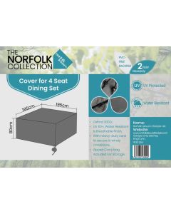 4 Seat Dining Set Weather Cover - L195cm x W195cm x H80cm