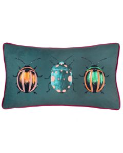 Beetalis Piped Velvet Cushion Emerald