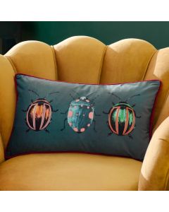 Beetalis Piped Velvet Cushion Emerald