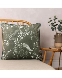 Fearne Printed Velvet Cushion Sage Green