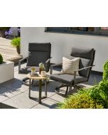 MAROON LOUNGE BISTRO SET. Lava Frame, Carbon Cushions