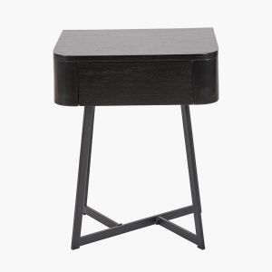 Ukiah Black Ash Veneer and Black Metal 1 Drawer Unit